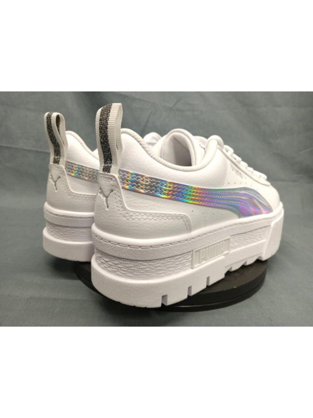 Puma Mayze Iridescent Jr. Platform Sneaker White Silver Girls Size 5 NEW IN BOX! - Picture 5 of 11